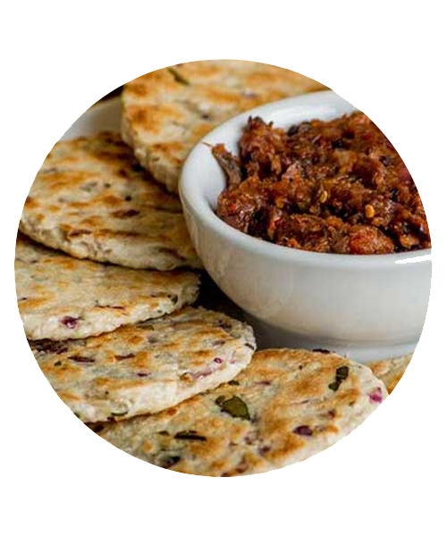 Dhal Curry, Seeni Sambol with 5 Coconut Roti