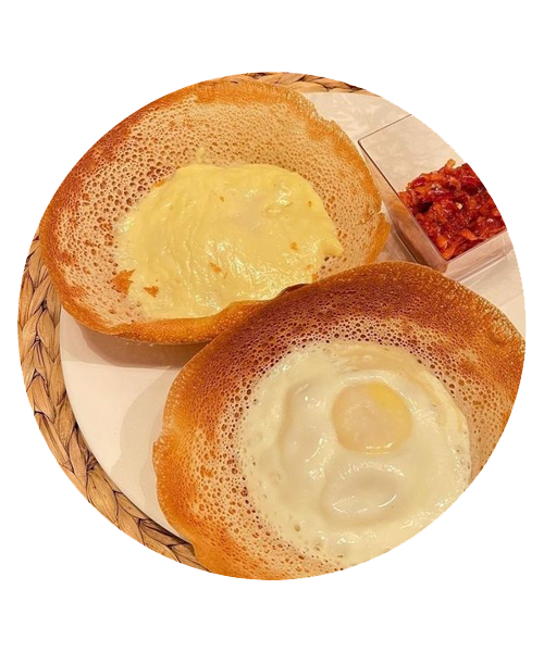 Taprobane Special Egg Hoppers with Chicken & Cheese