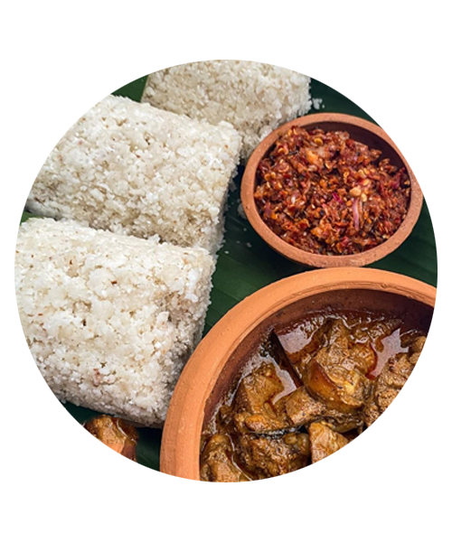 Fried chicken Curry, Lunumiris with 2 Coconut pittu